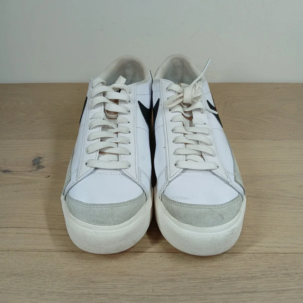 Nike Blazer Low Platform Sneakers Men's 10 White Black Leather Casual Shoes